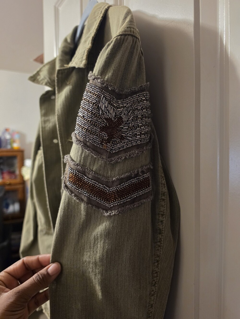 Women's Olive Green Utility Jacket L - Picture 5 of 8